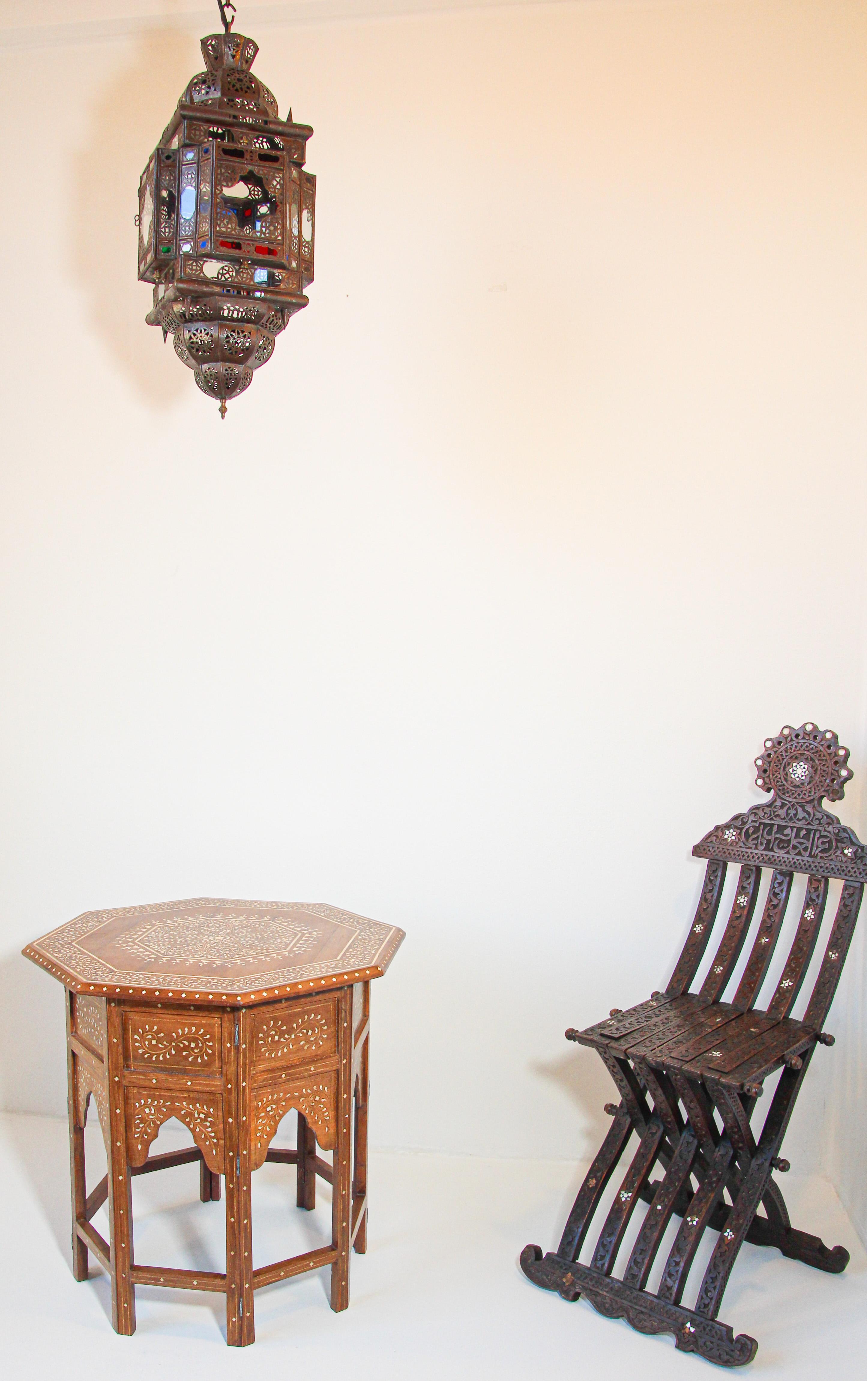 Anglo-Indian Octagonal Mughal Moorish Table with Inlay India 14