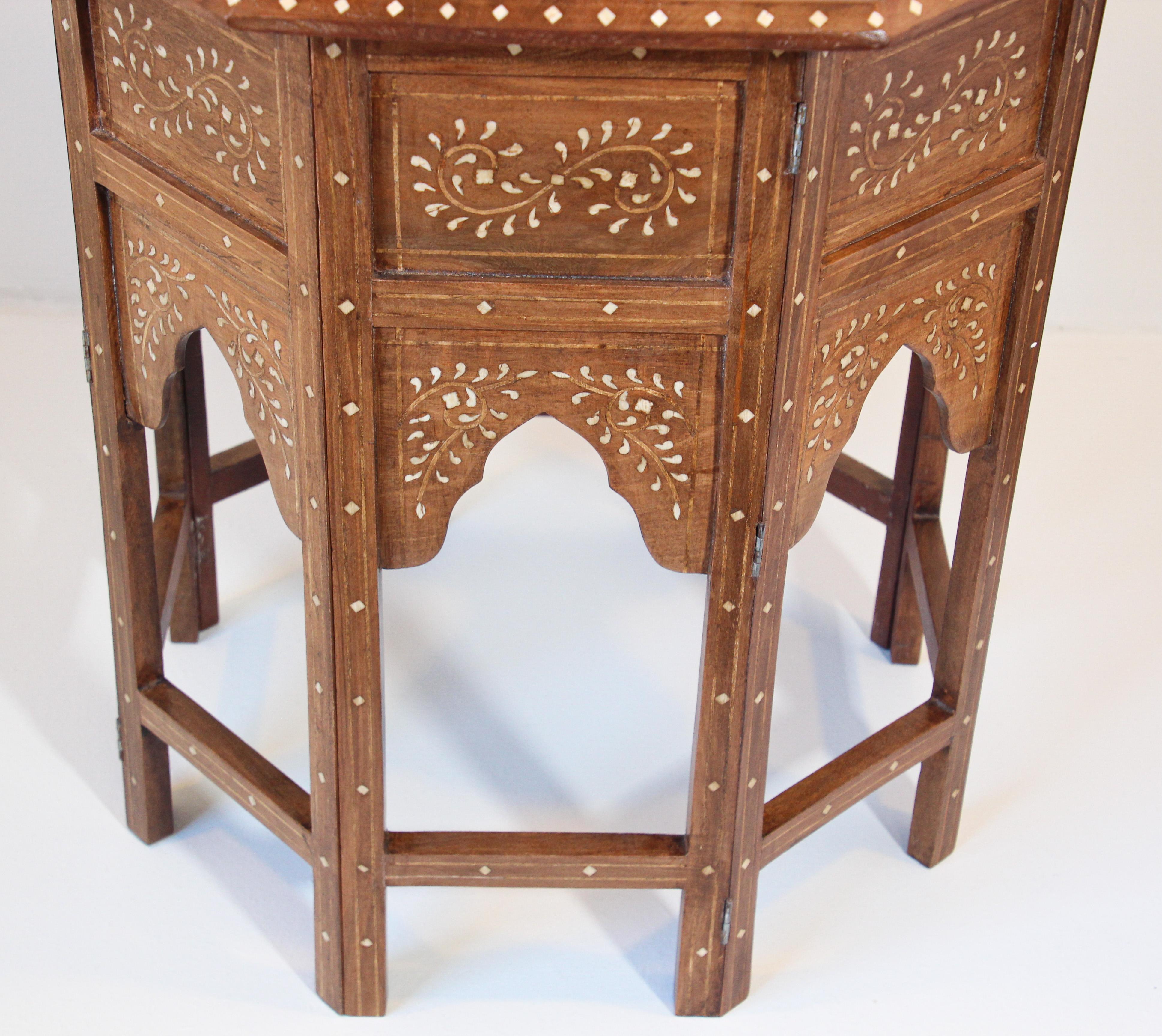 20th Century Anglo-Indian Octagonal Mughal Moorish Table with Inlay India
