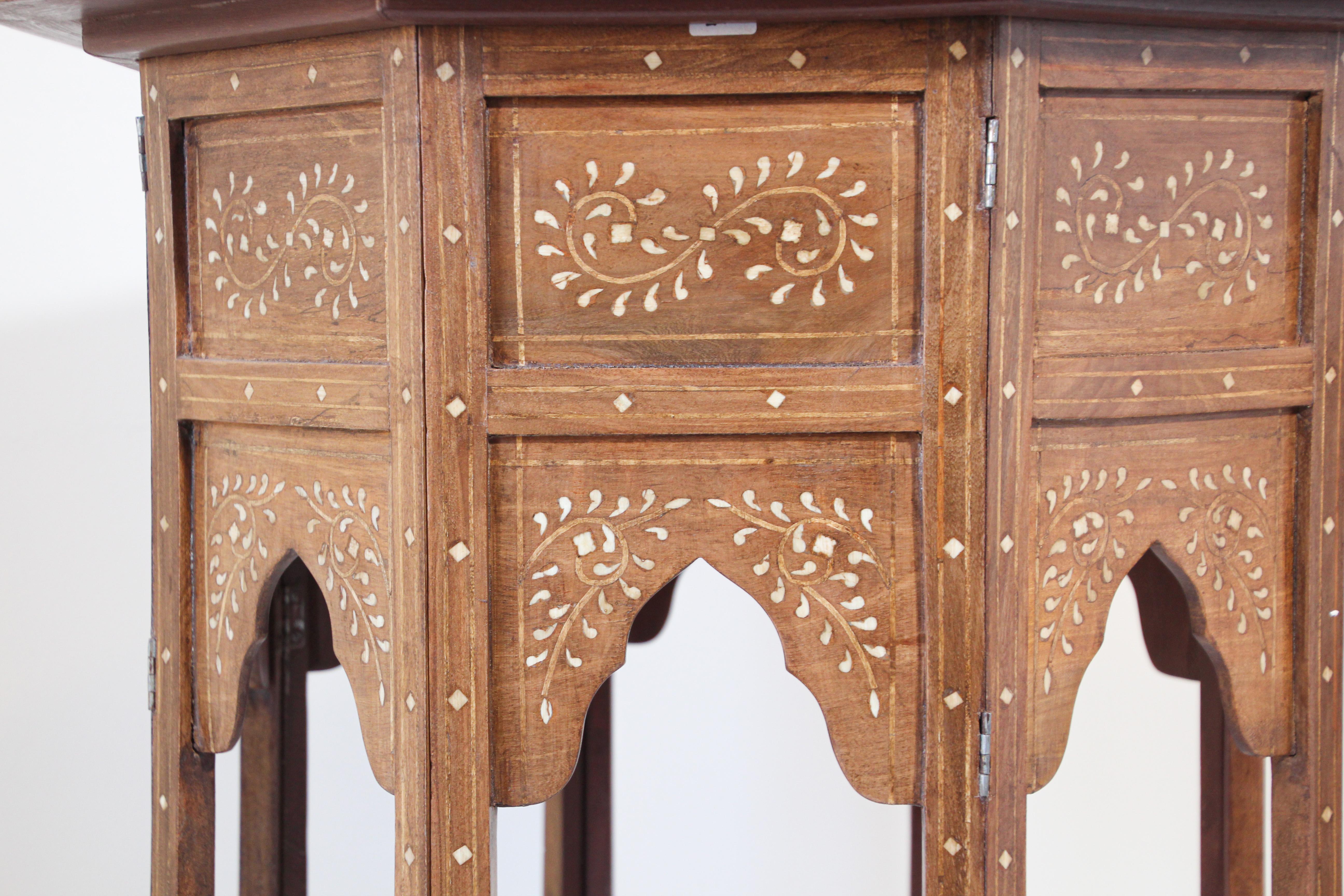 Bone Anglo-Indian Octagonal Mughal Moorish Table with Inlay India