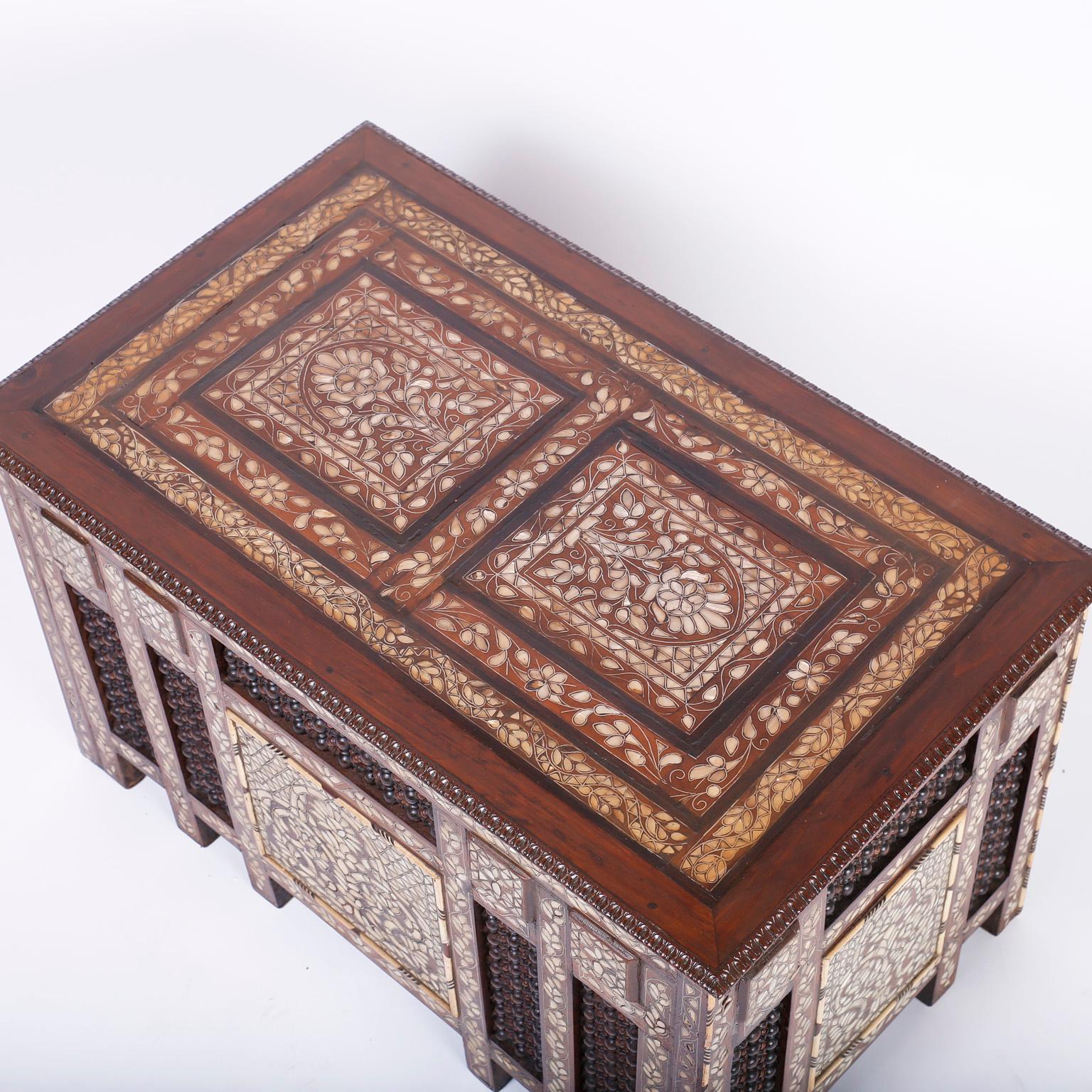 Inlay Anglo-Indian or Syrian Rectangular Inlaid Coffee Table