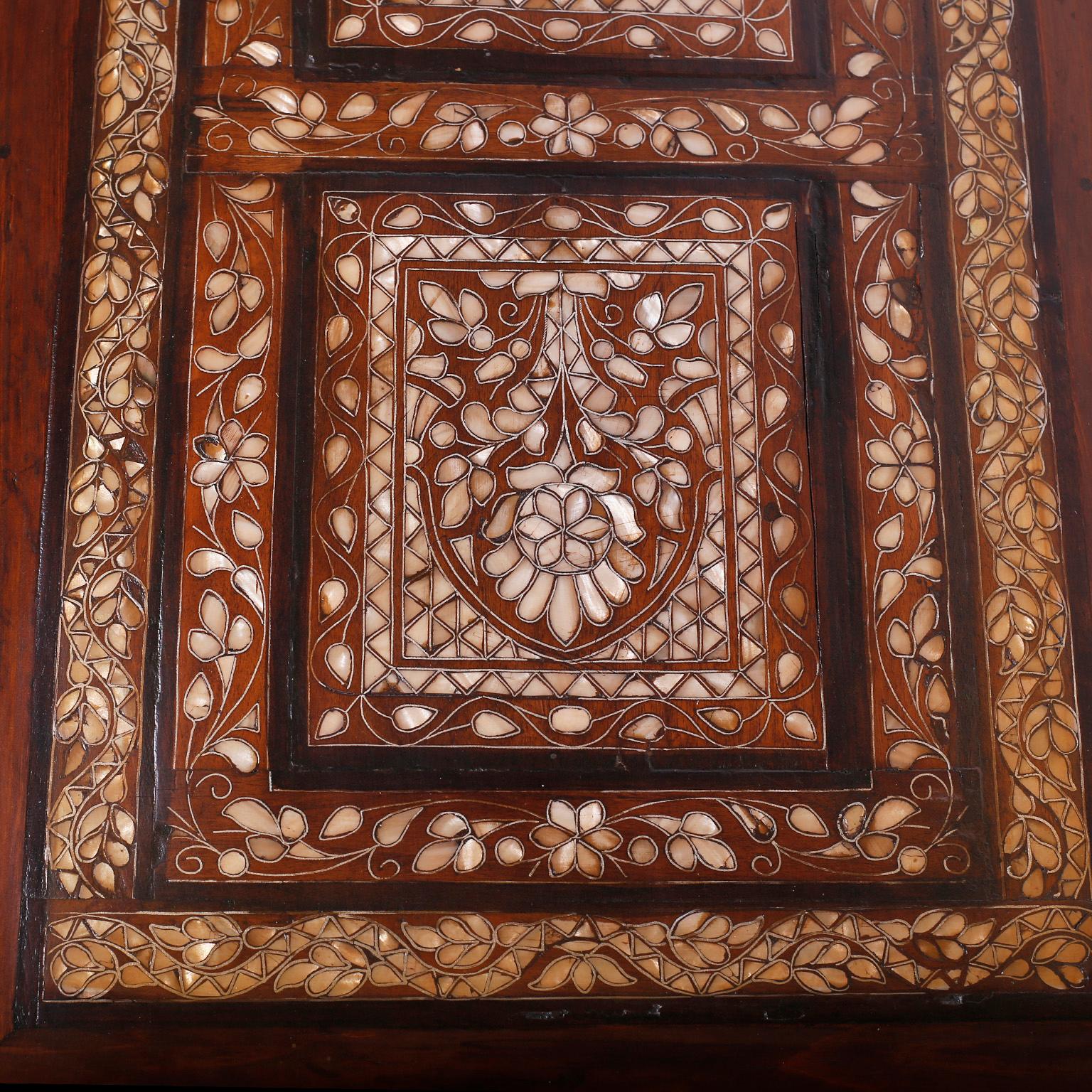 Anglo-Indian or Syrian Rectangular Inlaid Coffee Table In Good Condition In Palm Beach, FL
