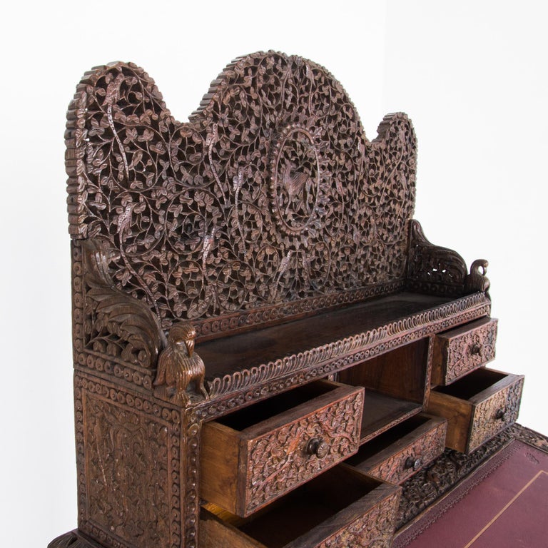 Anglo Indian Ornamental Writing Desk For Sale 8