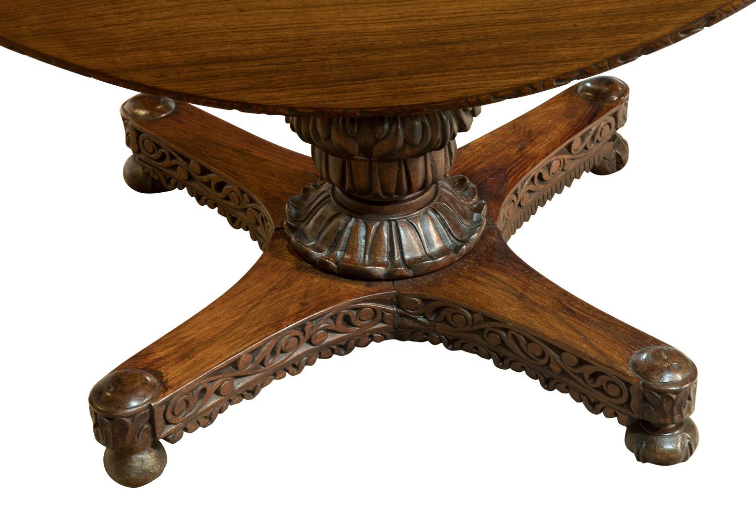 Carved Anglo Indian Padauk Wood Centre Table, circa 1880 For Sale