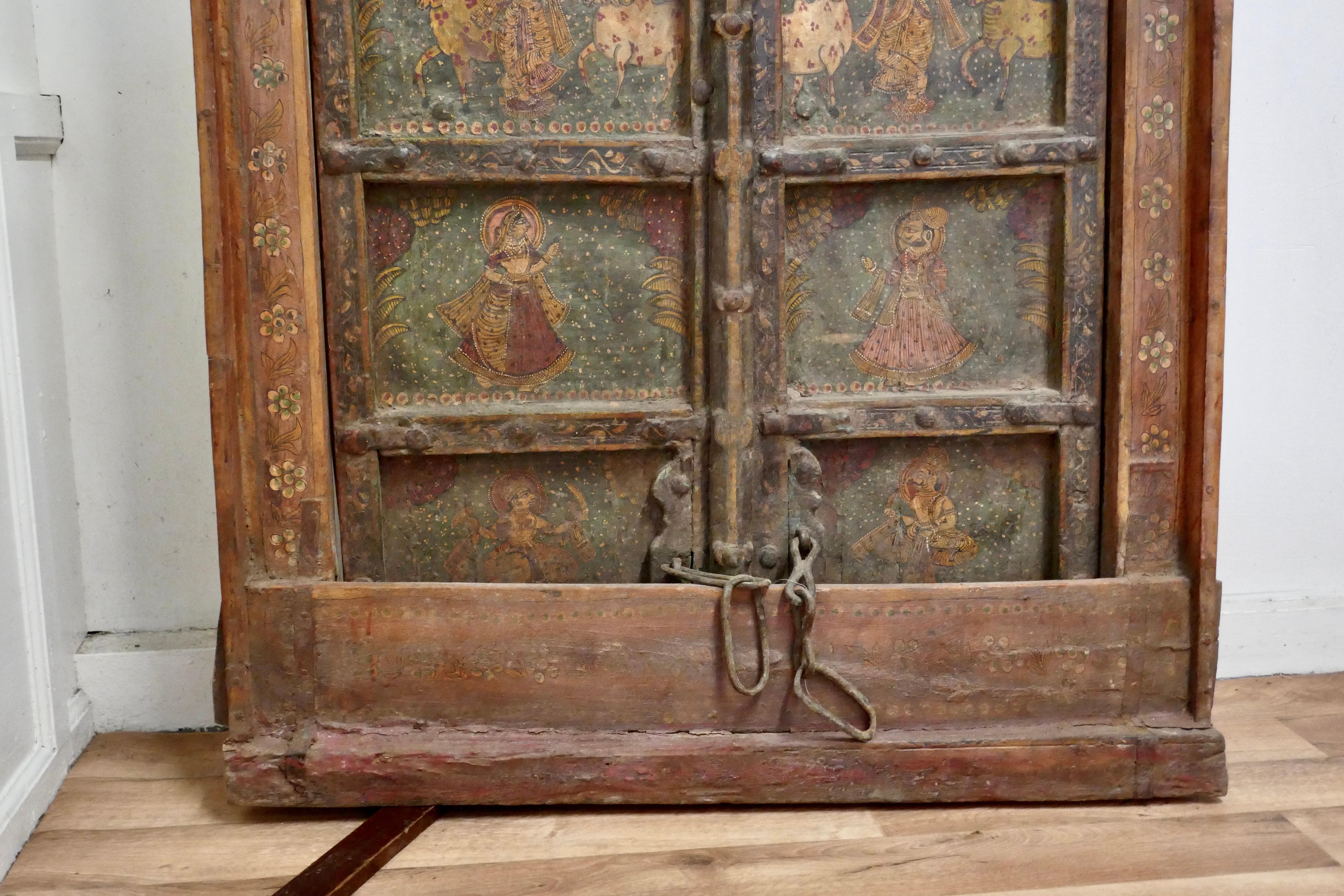 Porte dipinte in stile anglo-indiano con cornice originale, arte da parete in vendita 3