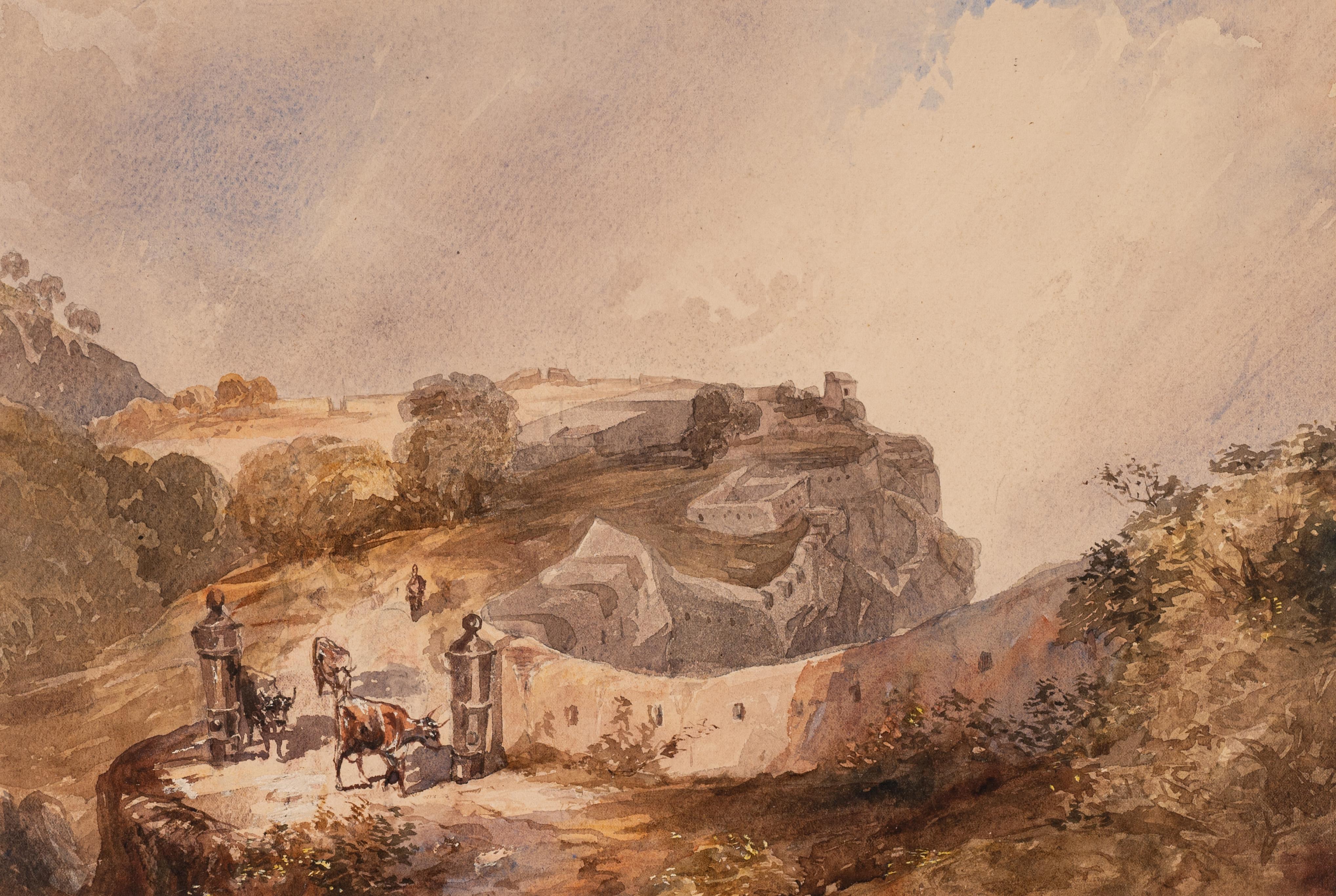 Anglo-Indian Anglo Indian Painting of Tipu Sultan's Fortress Nundydroog, Mysore c. 1853 Prov For Sale
