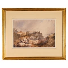 Anglo Indian Painting of Tipu Sultan's Fortress Nundydroog, Mysore c. 1853 Prov