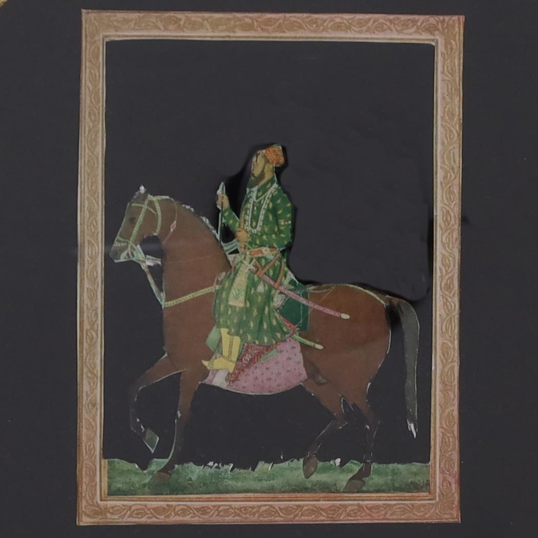 Paint Anglo Indian Pair of Watercolors of Men on Horses For Sale