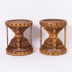 Anglo Indian Pair of Wicker Stools or Stands