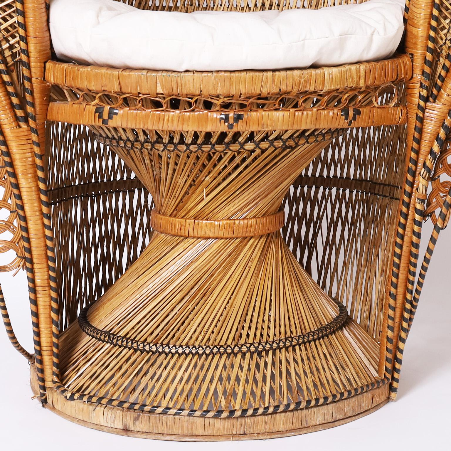 Osier Fauteuil anglo-indien paon cobra