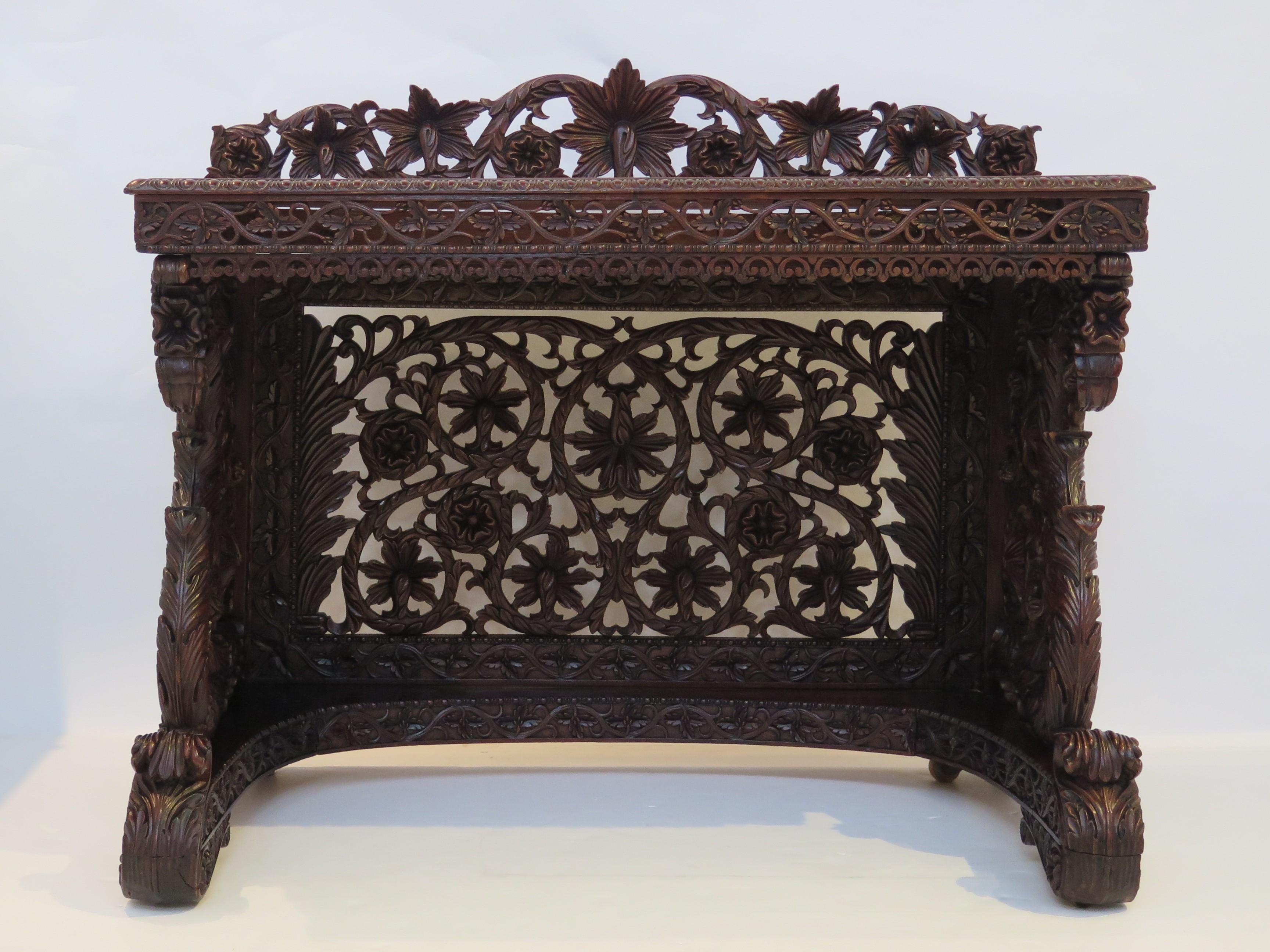 Hand-Carved Anglo-Indian Pierced Sideboard For Sale