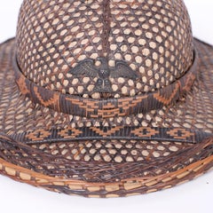 Anglo-Indian Rattan and Wicker Pith Helmet