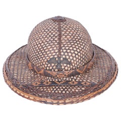 Anglo-Indian Rattan and Wicker Pith Helmet