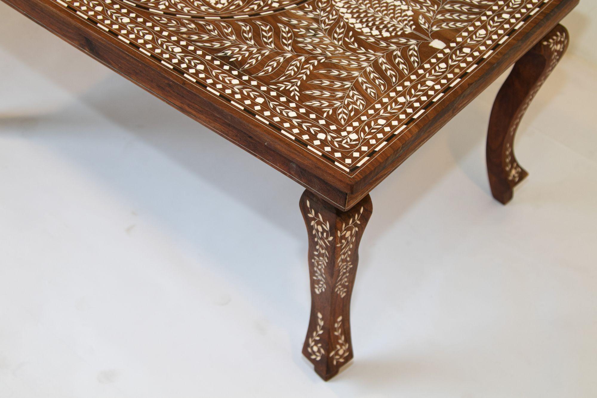 Anglo Indian Rectangular Coffee Table with Bone Inlay 1940's 8