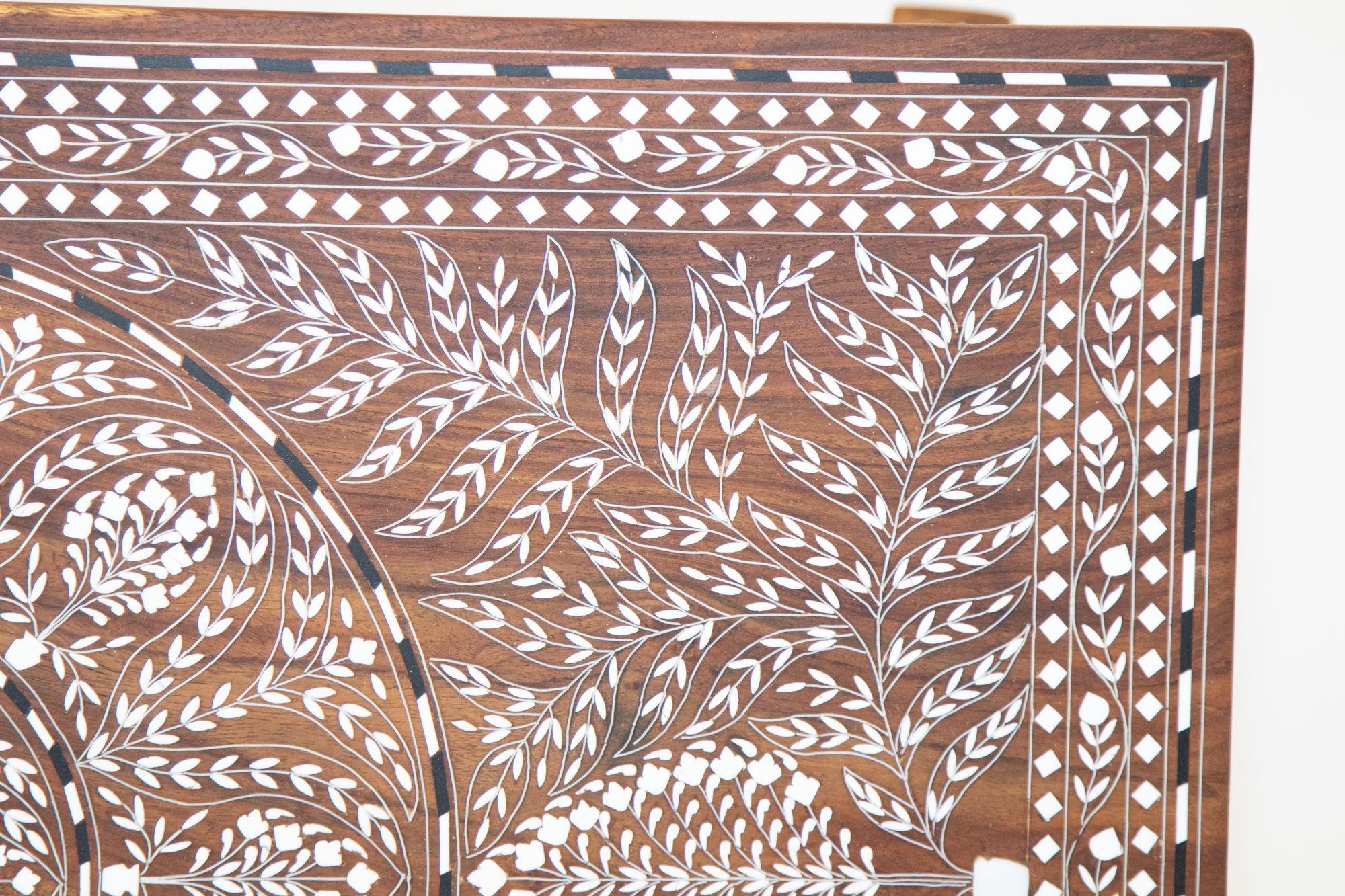 Anglo Indian Rectangular Coffee Table with Bone Inlay 1940's 12