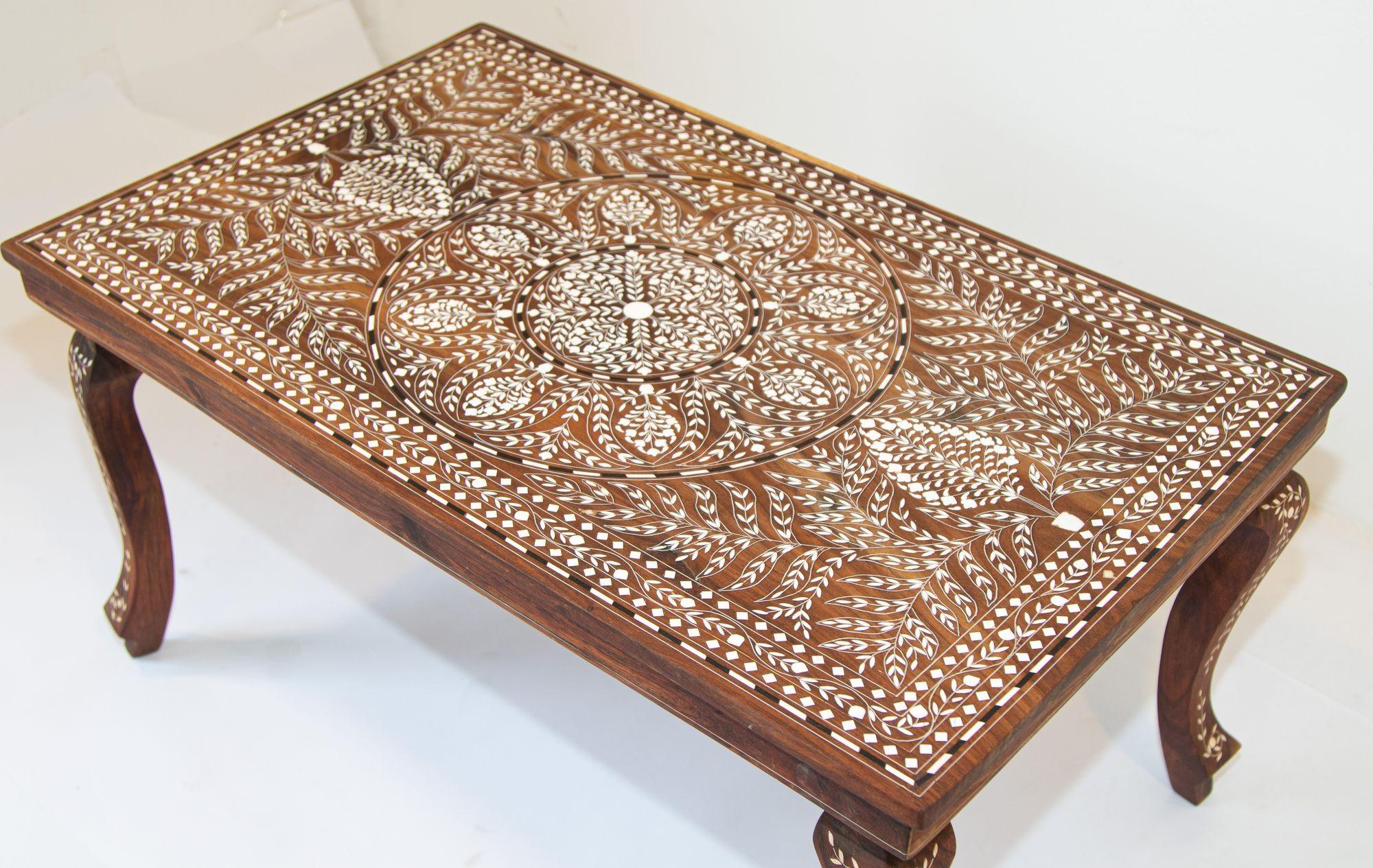 bone inlay coffee table rectangle