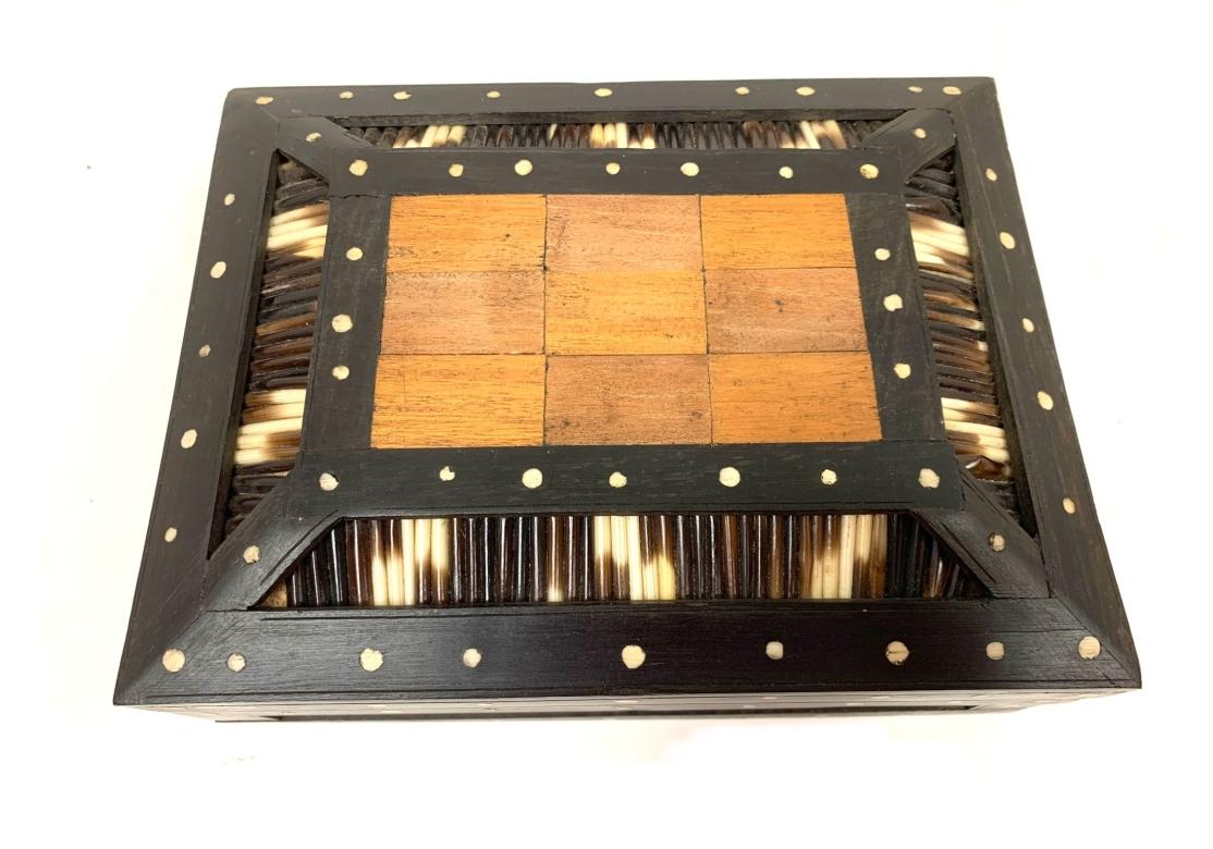 Anglo Indian Rectangular Porcupine Quill & Bone Box For Sale 3