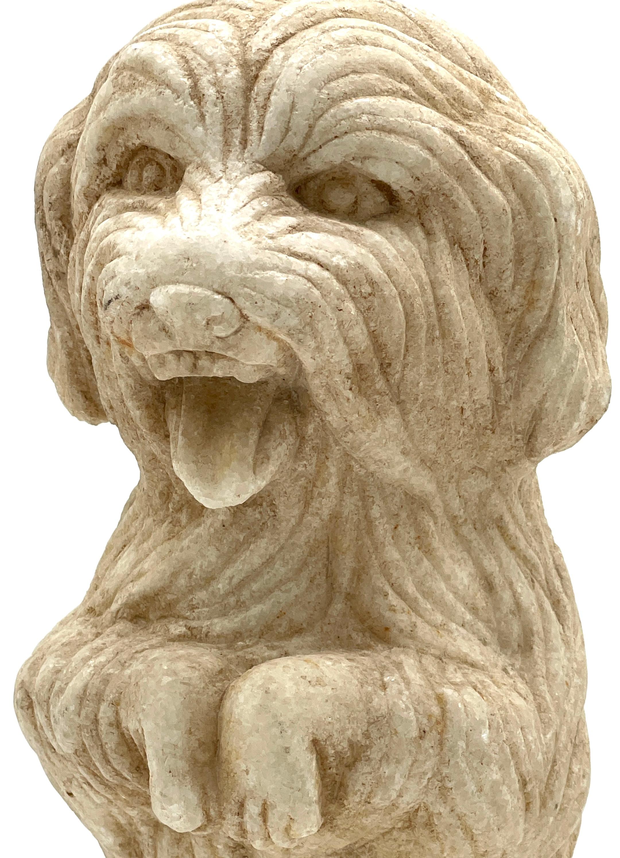 Sculpture en marbre sculpté de style Régence anglo-indienne représentant un terrier assis à longs cheveux  en vente 2
