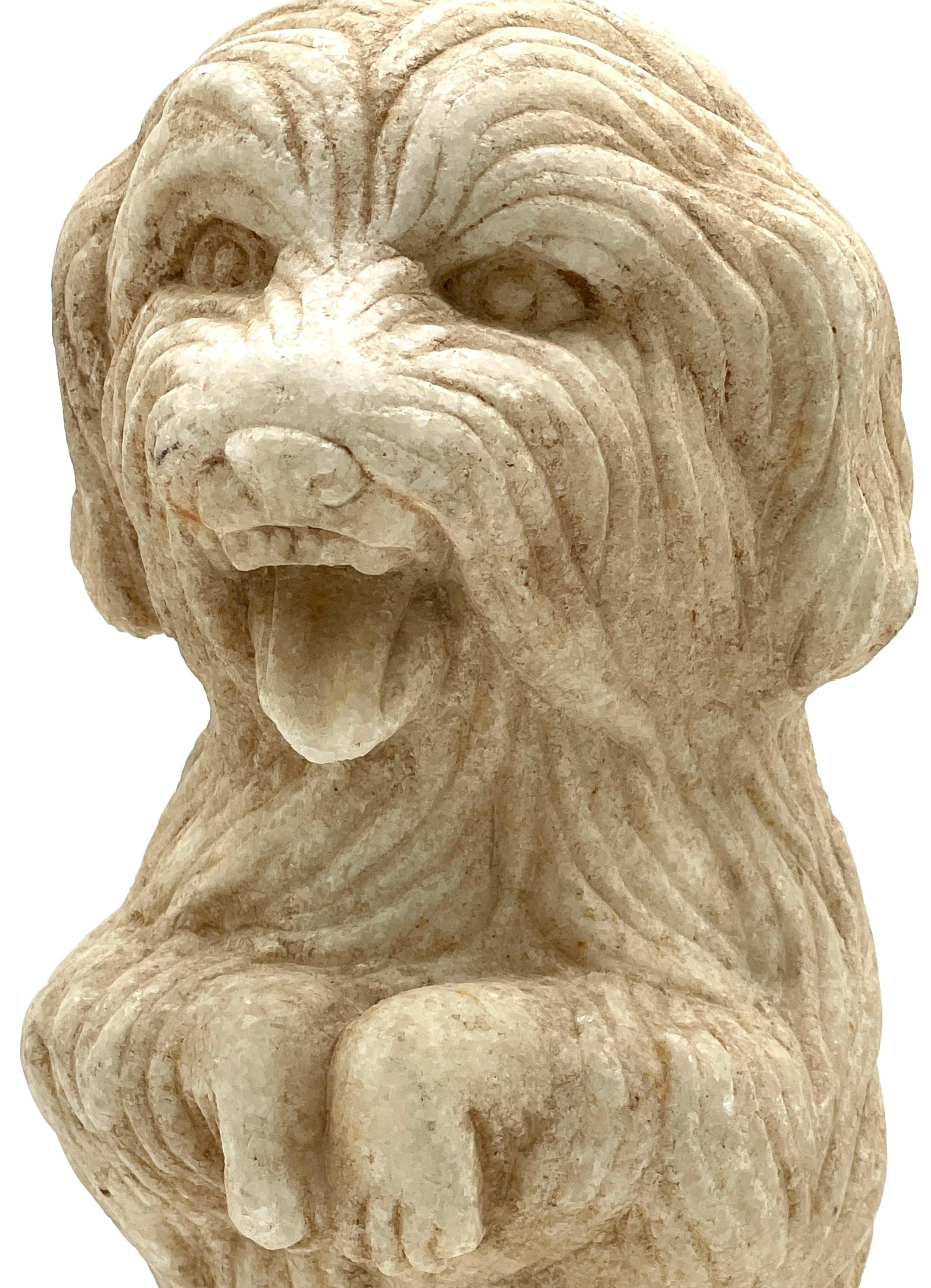 Anglo-Indian Regency Carved Marble Sculpture of Seated Long Hair Terrier For Sale 5