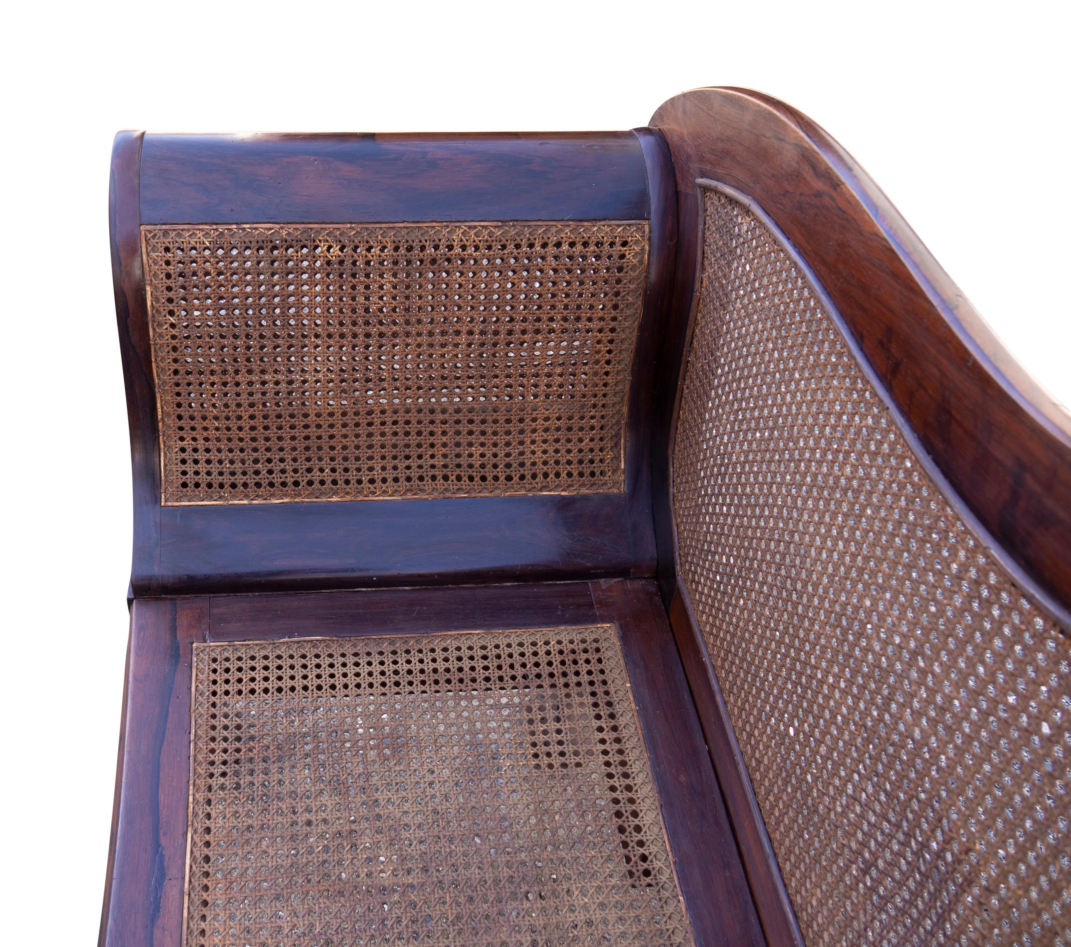 Anglo Indian Rosewood And Caned Settee For Sale 9