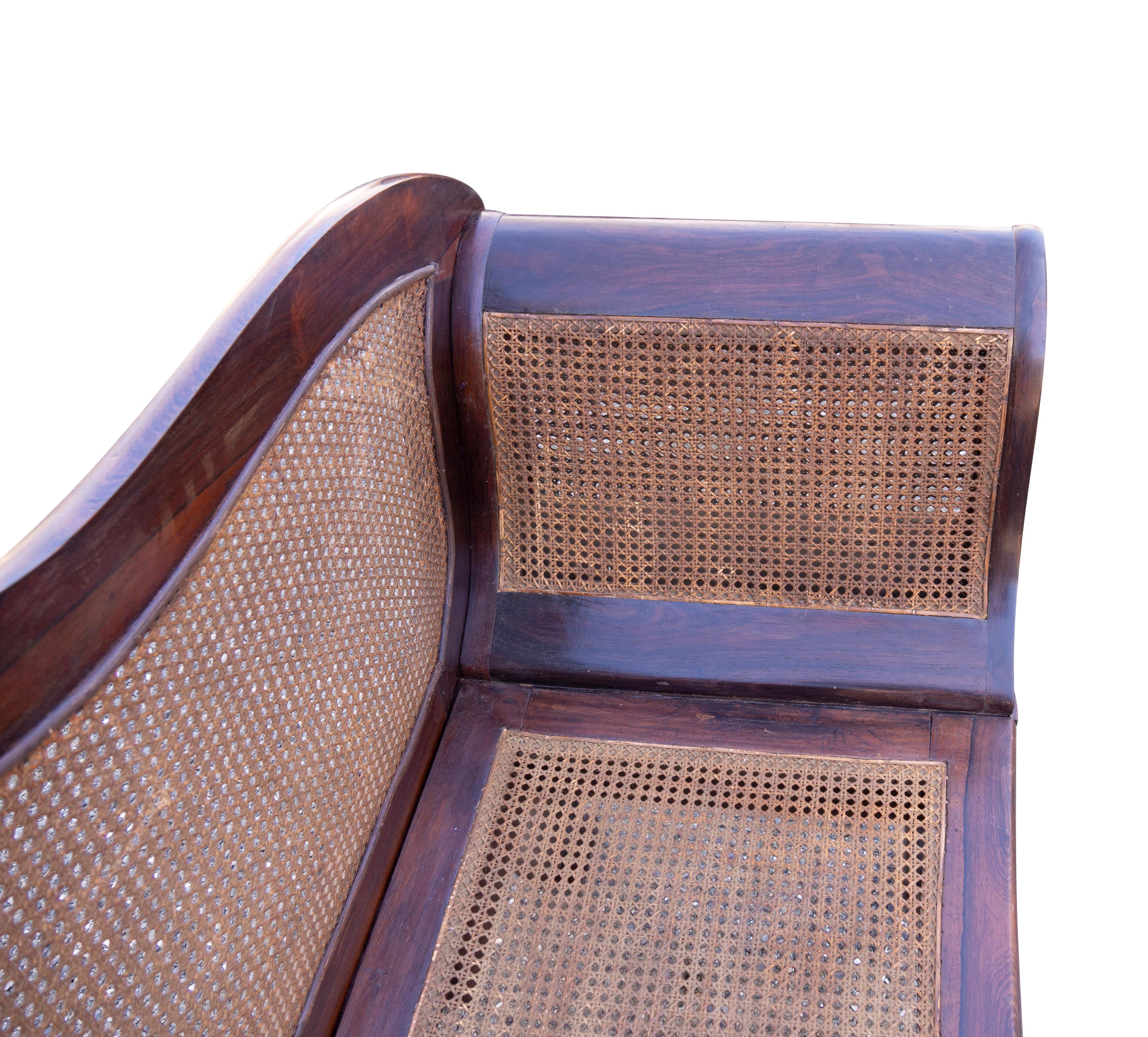 Anglo Indian Rosewood And Caned Settee For Sale 10