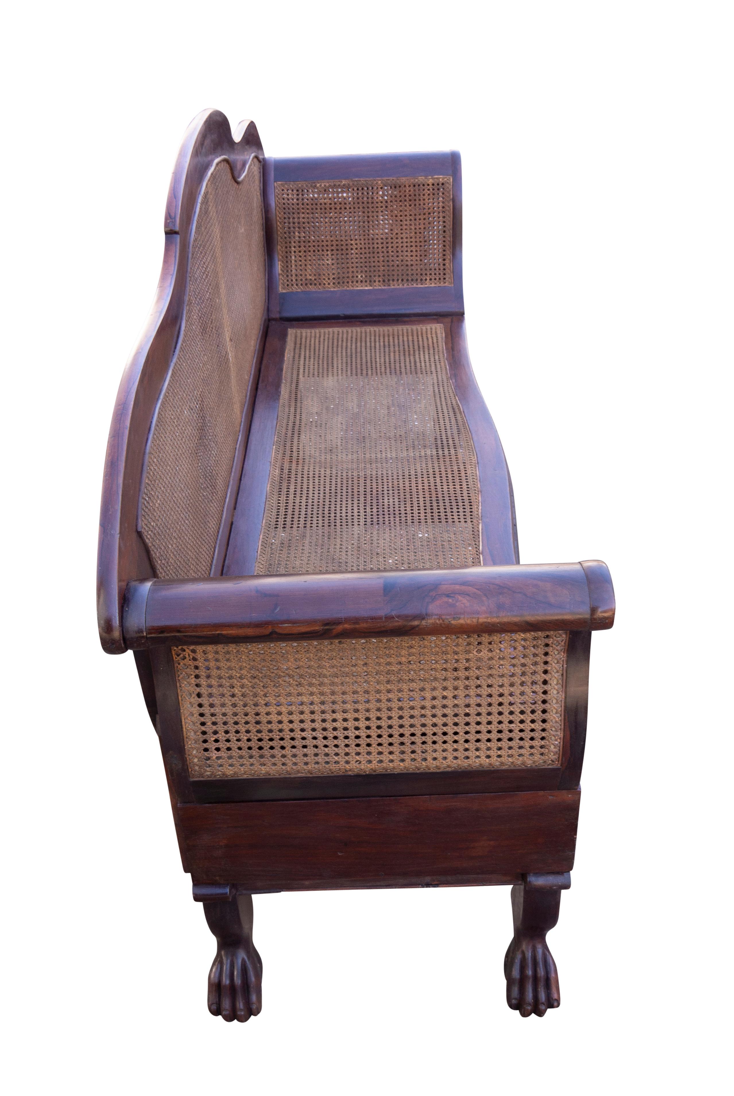 Sillón angloindio de palisandro y caña en Bueno estado para la venta en Essex, MA