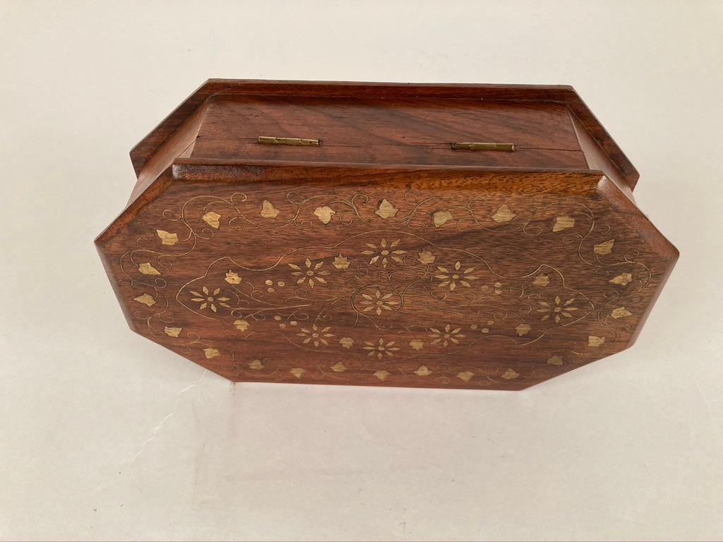 20th Century Anglo-Indian Rosewood Box with Brass Inlay