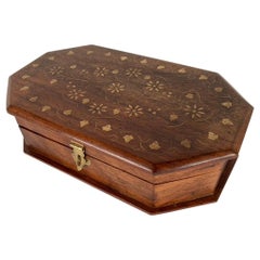 Anglo-Indian Rosewood Box with Brass Inlay