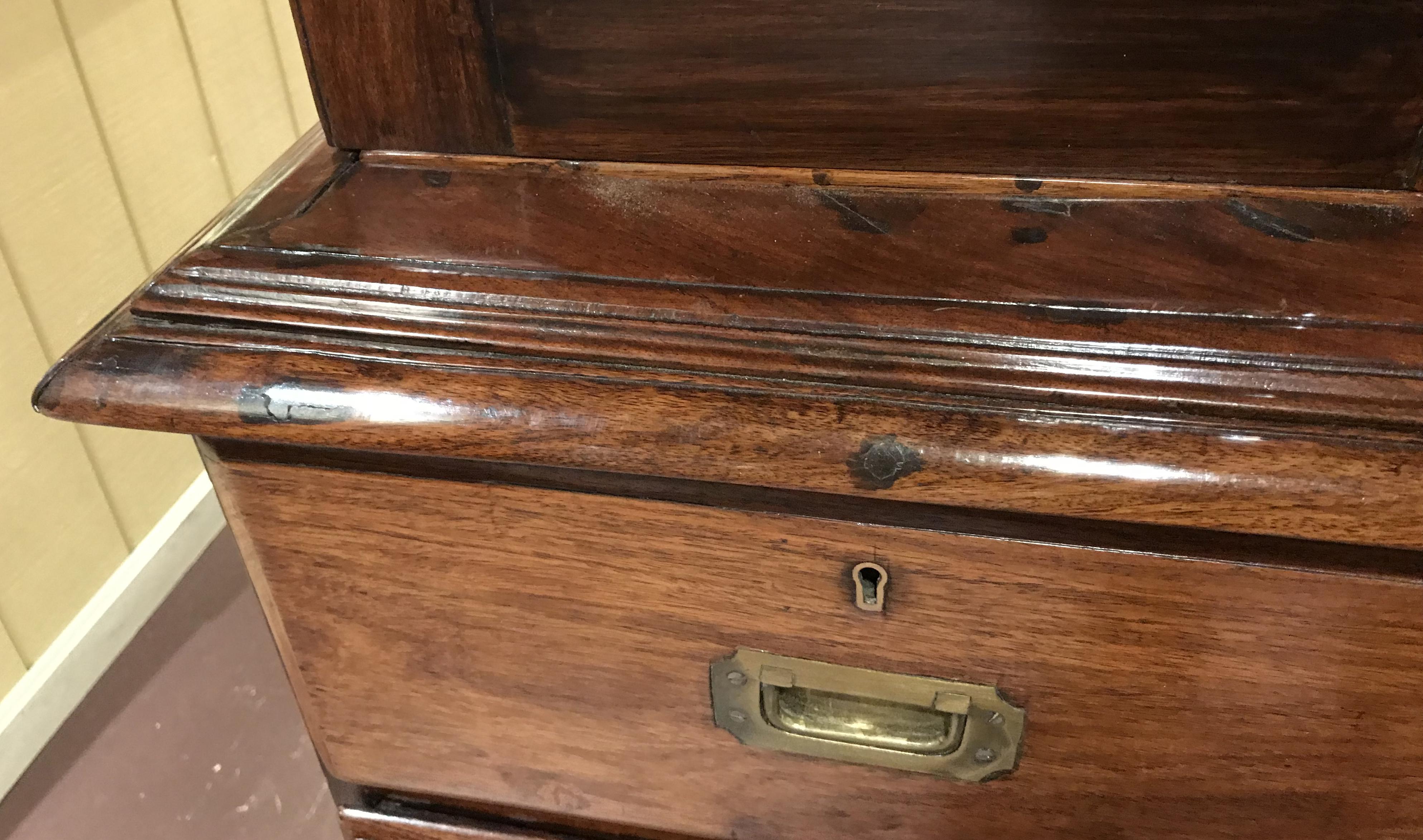 Anglo-Indian Rosewood Campaign Chest with Bookcase Top, circa 1840 4