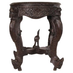 Anglo-Indian Rosewood Carved Teapoy