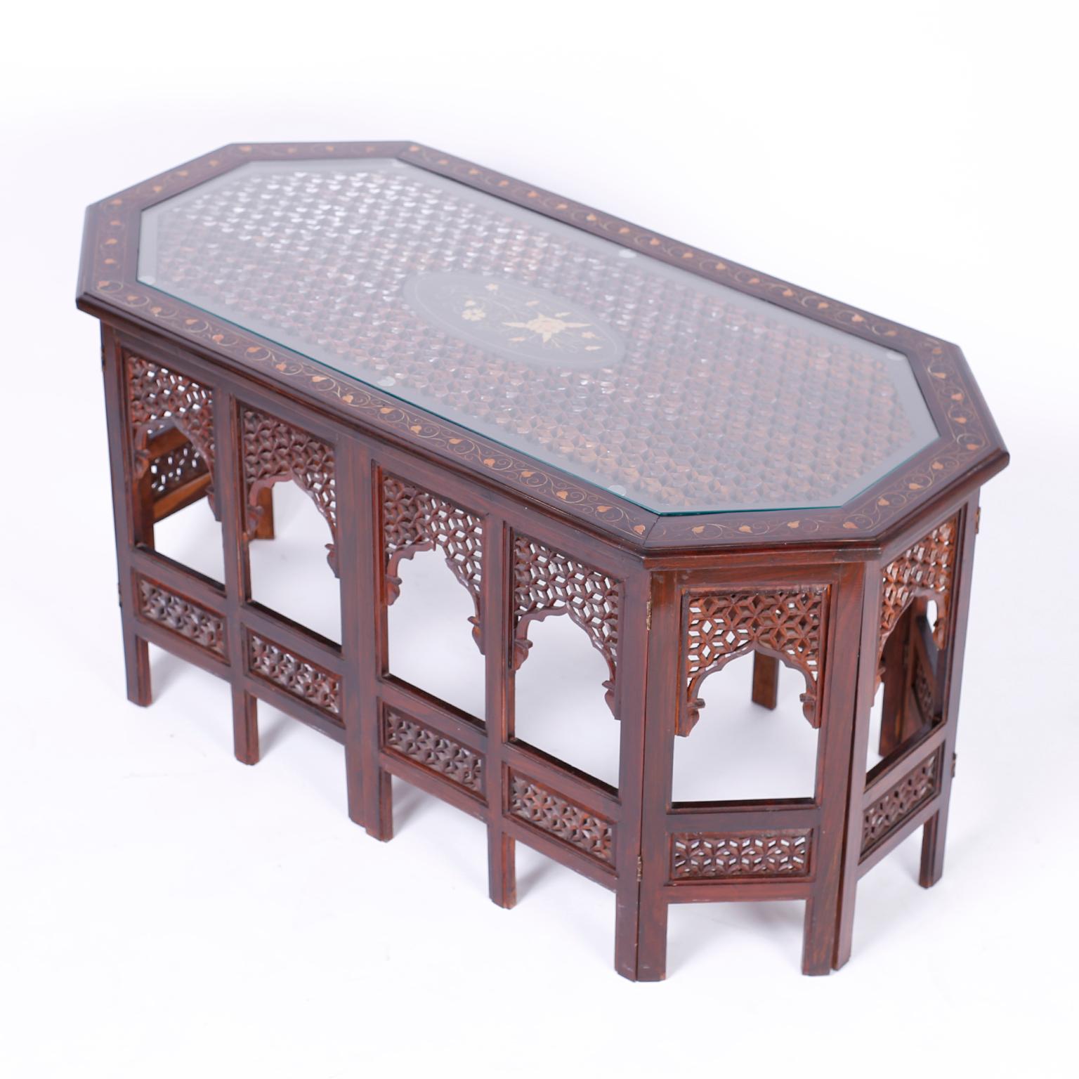 Hand-Carved Anglo Indian Rosewood Coffee Table