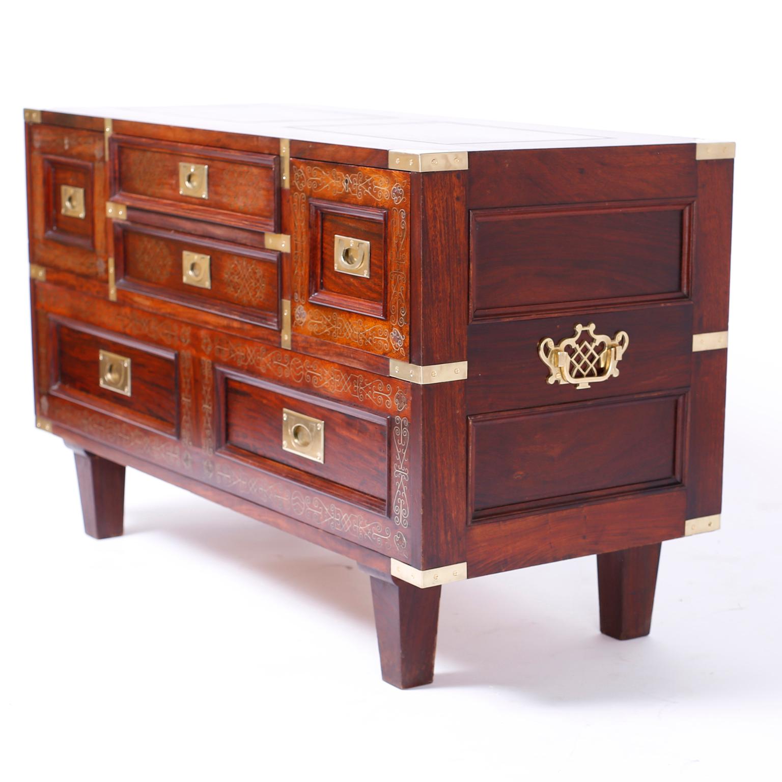 Anglo-Indian Anglo Indian Rosewood Inlaid Chest For Sale