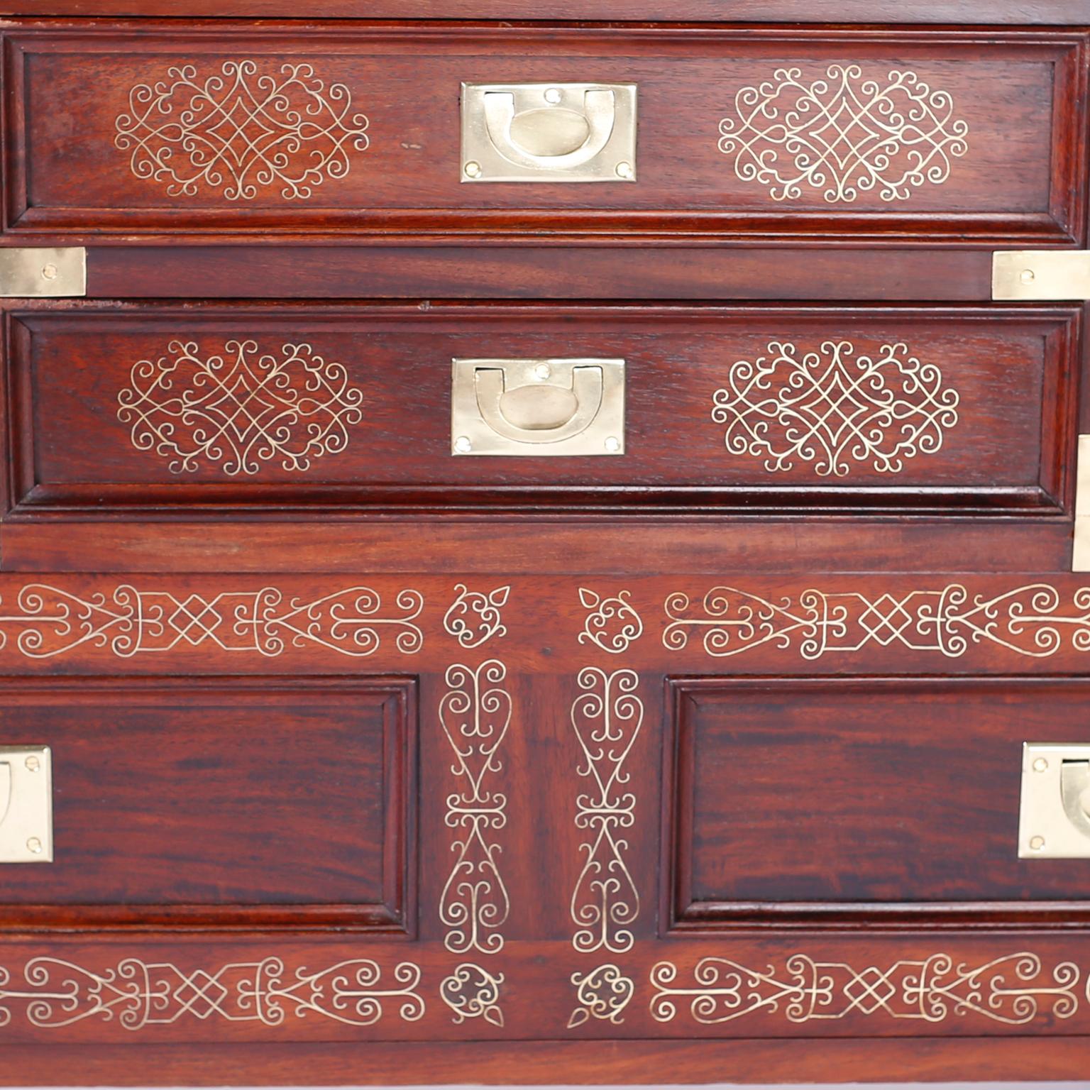 20th Century Anglo Indian Rosewood Inlaid Chest For Sale