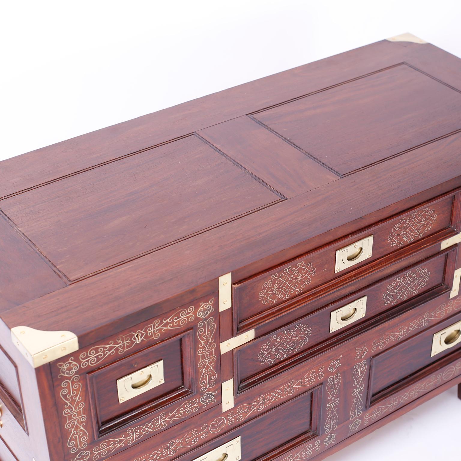 Anglo Indian Rosewood Inlaid Chest For Sale 1