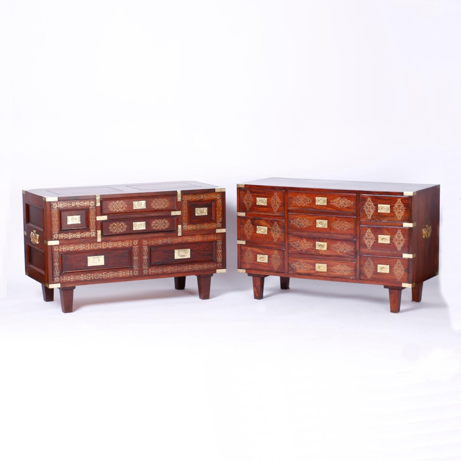 Anglo Indian Rosewood Inlaid Chest For Sale 3