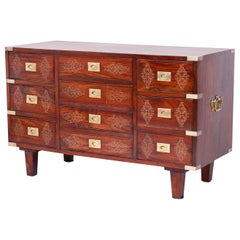 Vintage Anglo-Indian Rosewood Inlaid Chest