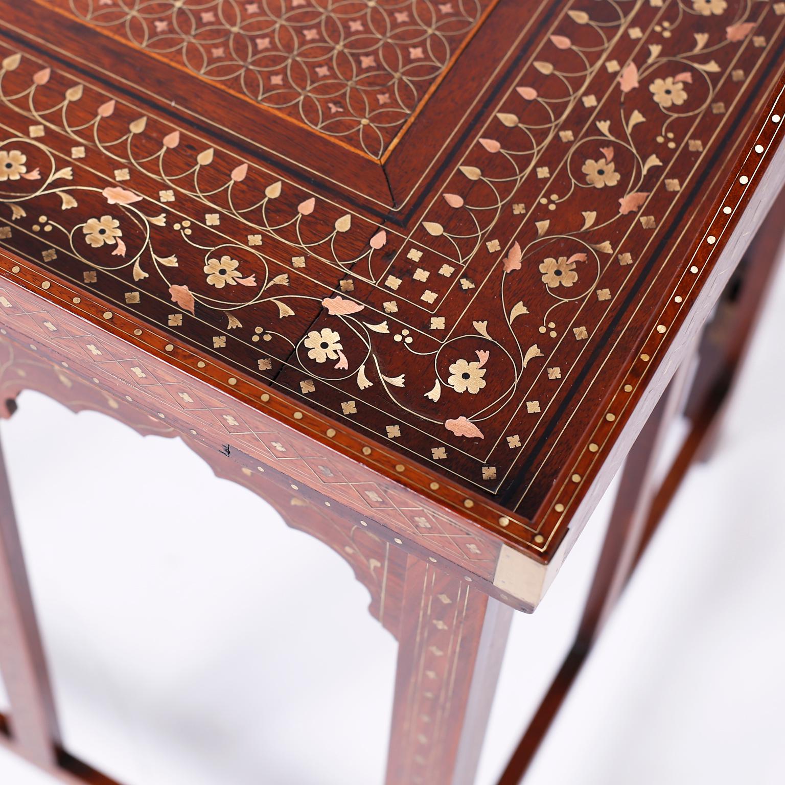 20th Century Anglo-Indian Rosewood Inlaid Tray Table For Sale