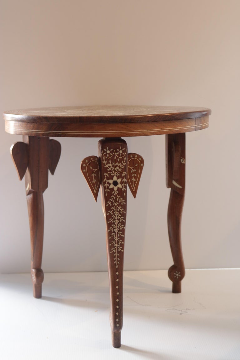 Anglo Indian Rosewood Side Tables Elephant LegsPeacock and Elephant