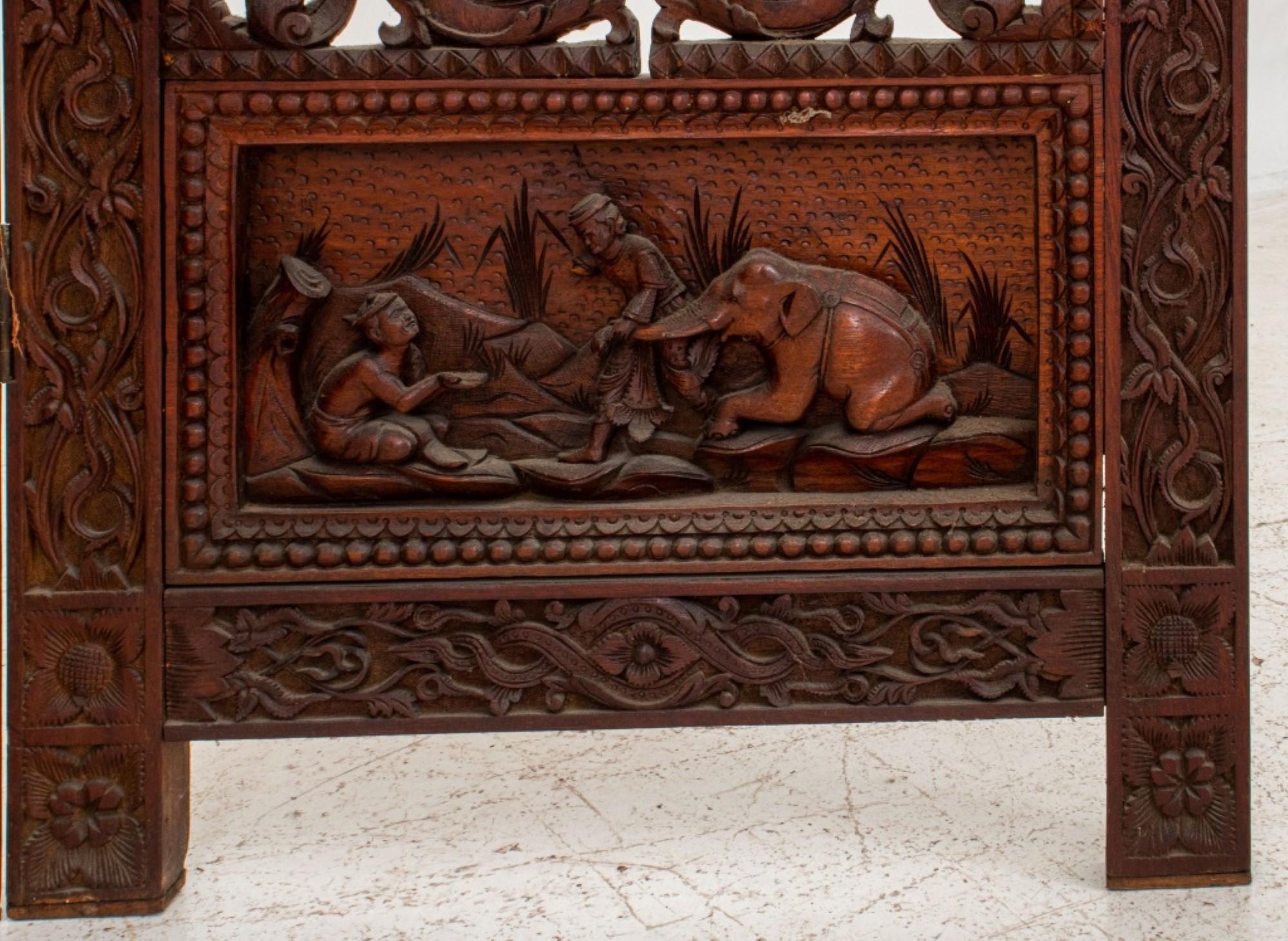 19th Century Anglo-Indian Rosewood Two Panel Screen For Sale
