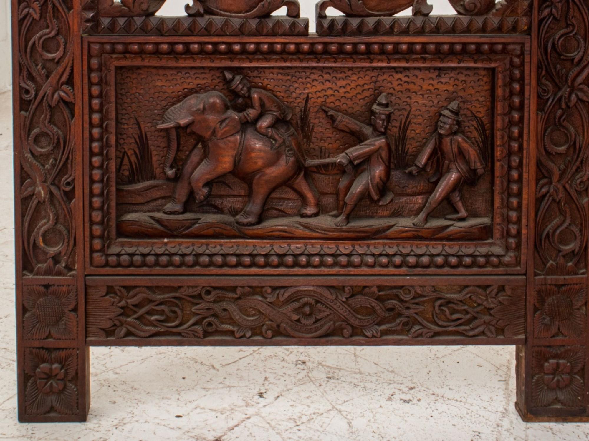 Wood Anglo-Indian Rosewood Two Panel Screen For Sale