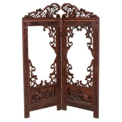 Anglo-Indian Rosewood Two Panel Screen