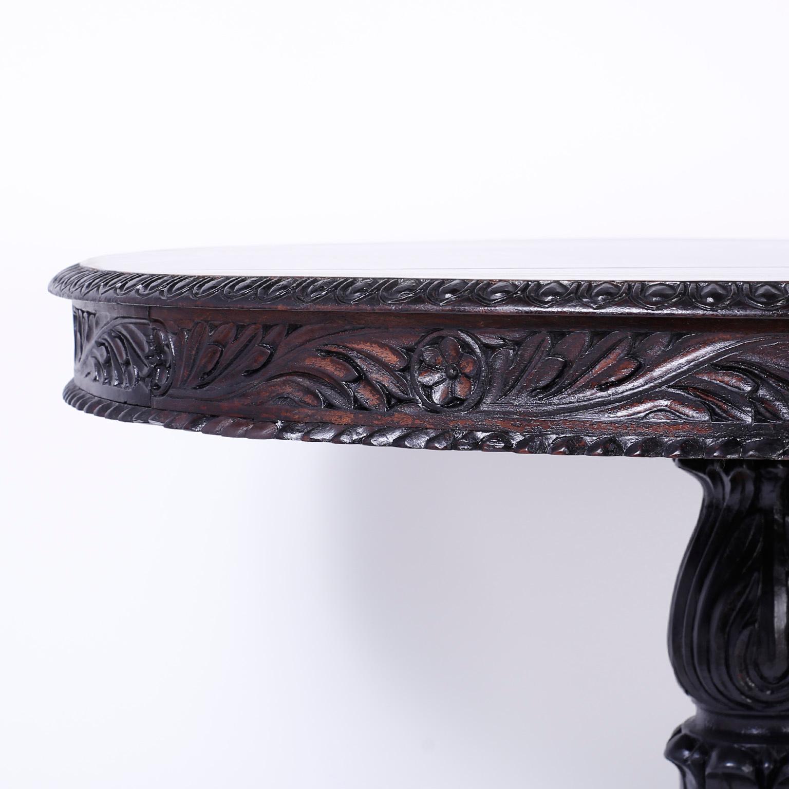 Hand-Carved Anglo Indian Round Dining Table