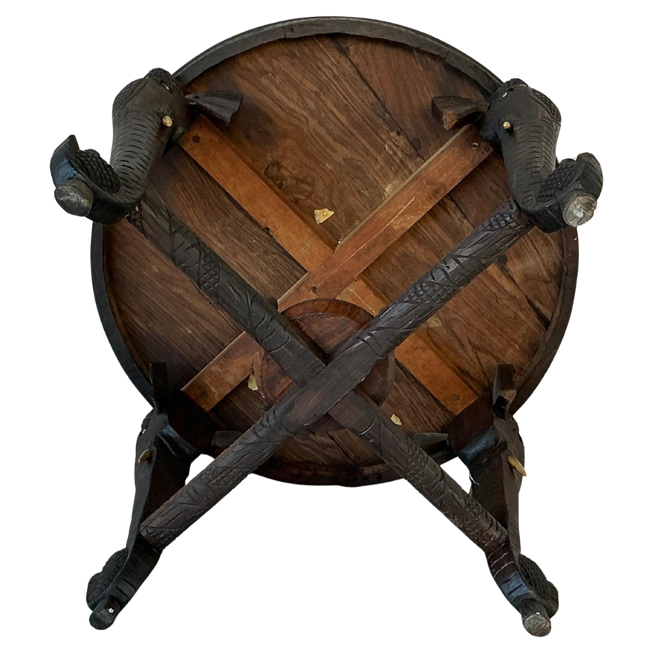Anglo Indian Round Elephant Side Table For Sale at 1stDibs