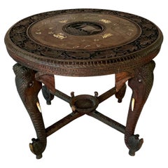 Anglo Indian Round Elephant Side Table