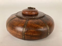 Anglo-Indian Round Hardwood Box with Brass Decoration