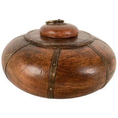 Anglo-Indian Round Hardwood Box with Brass Decoration