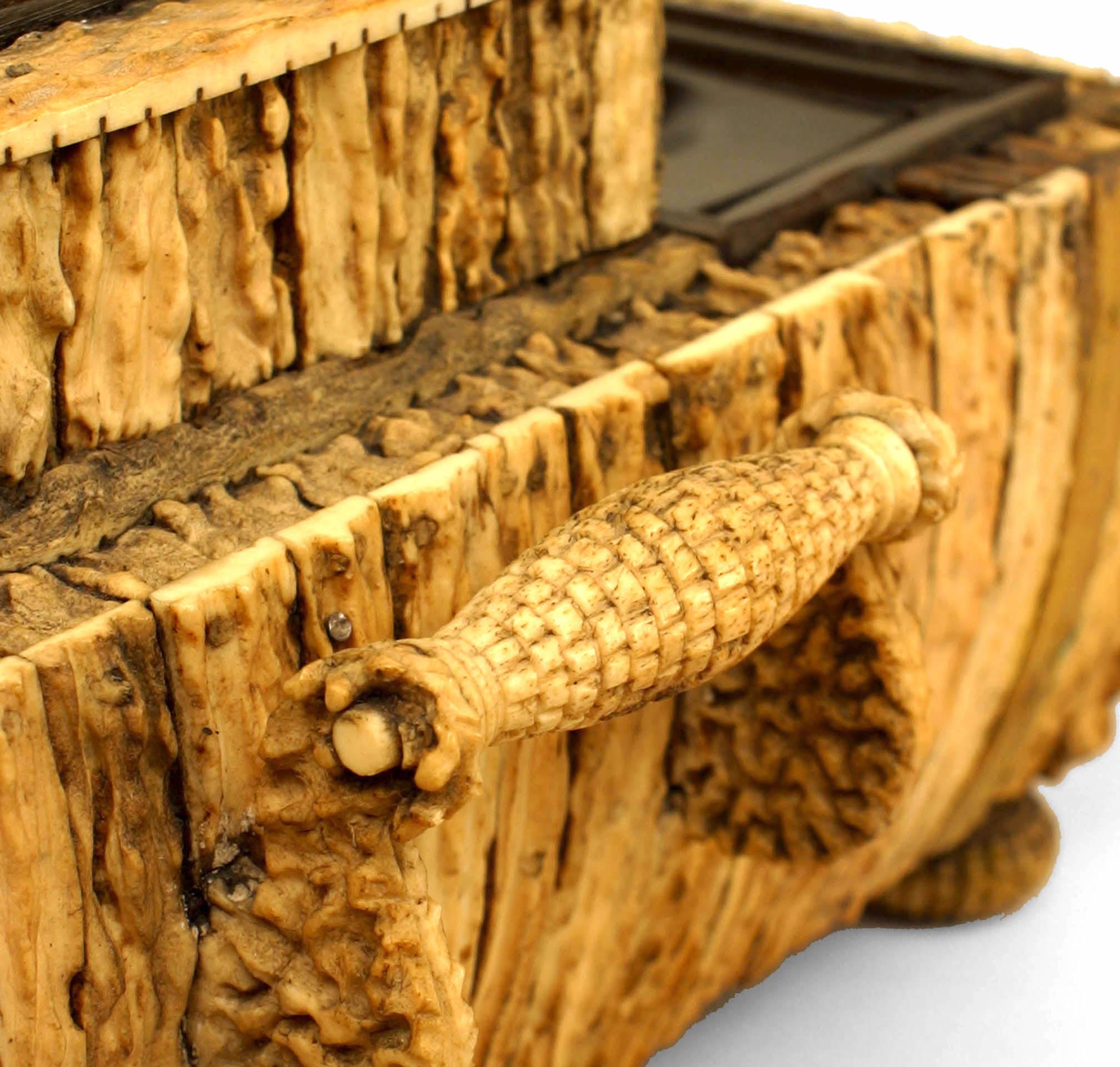 Veneer Anglo Indian Sandalwood and Horn Writing Box For Sale