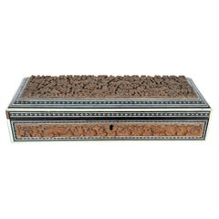 Anglo-indische Sandelholz-Schmuckkästchen mit traditioneller Mosaik-Intarsienarbeit