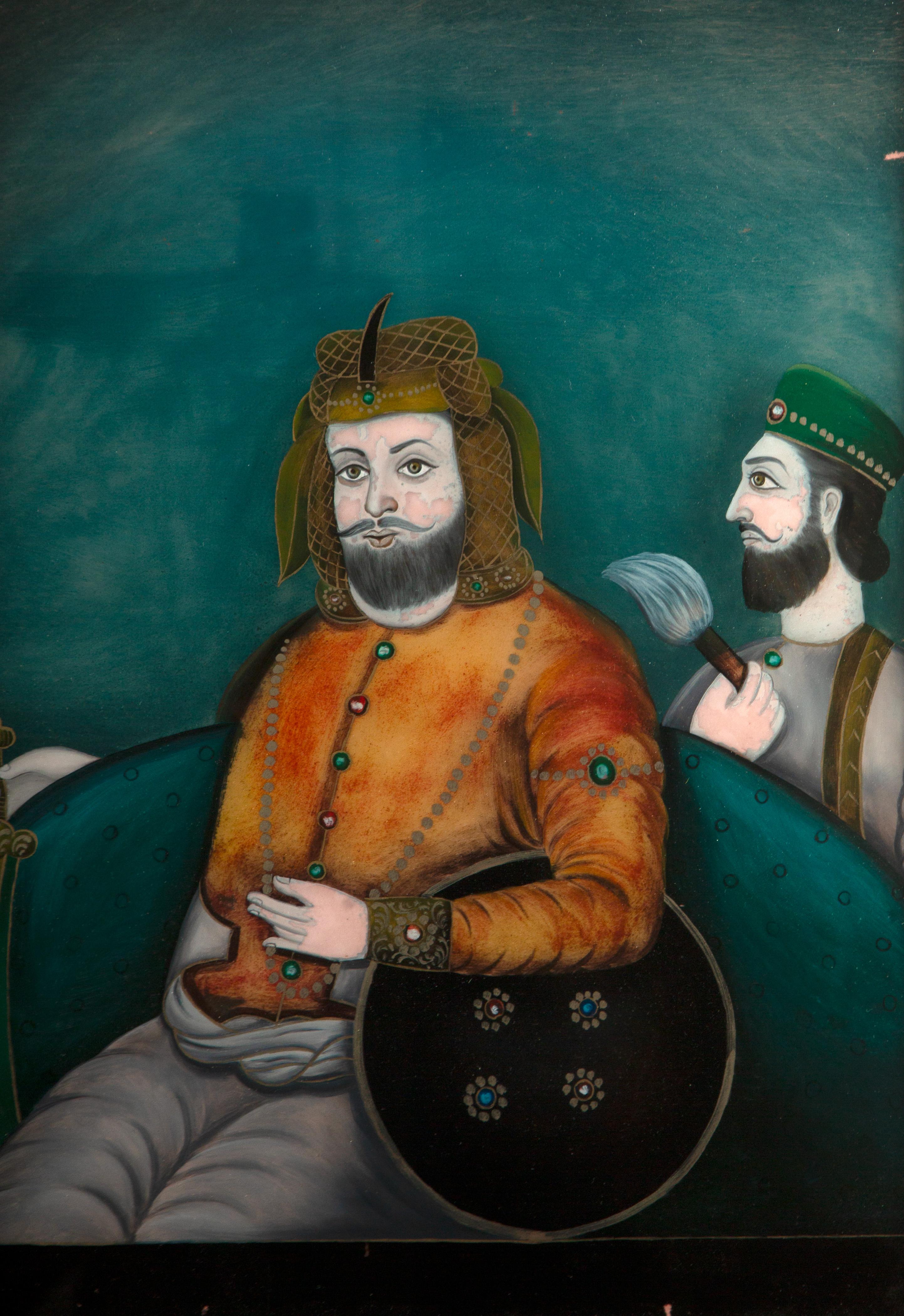 École anglo-indienne : Quatre portraits en églomisé, 19e siècle en vente 4