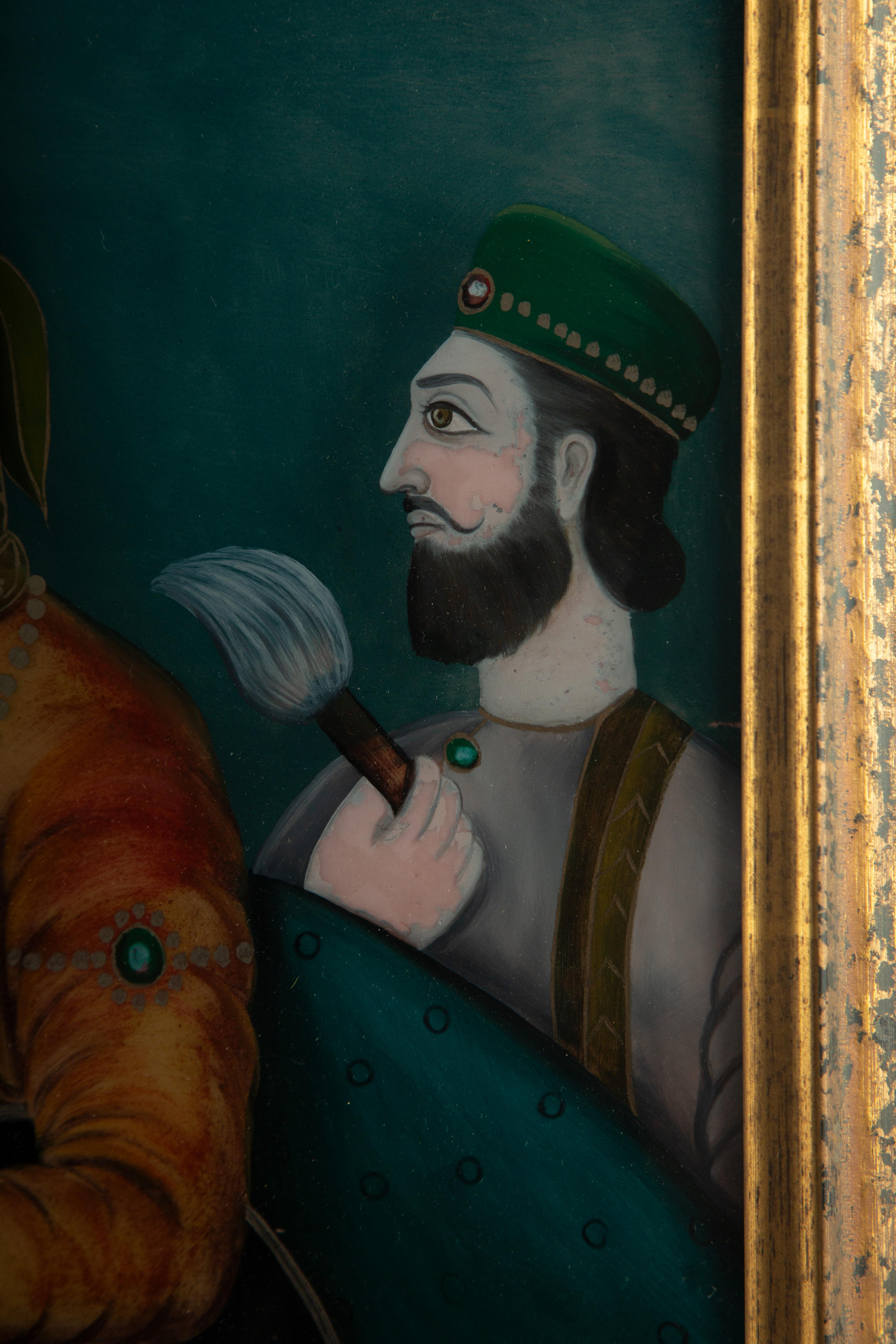 École anglo-indienne : Quatre portraits en églomisé, 19e siècle en vente 7