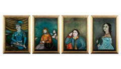 Anglo-Indian School: Four Églomisé Portraits, 19th Century